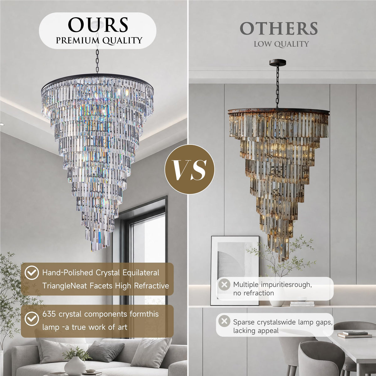 48 Lights Spiral Crystal Chandelier Black Modern Light Fixture Large Chandelier (48''( Black))