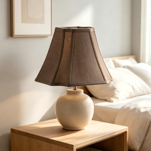 P20-Z-CO-1 Coffee Brown Linen Square Cut Corner Bell Lamp Shade Medium Lampshade 6.25×6.25''Top13×13''Bottom×11''Hight(Spider) Rustic Lamp Shade for Table & Floor Lamp - Lampshade Replacement (Coffee Brown / (6.25*6.25)(13*13)11* 1 Pack)