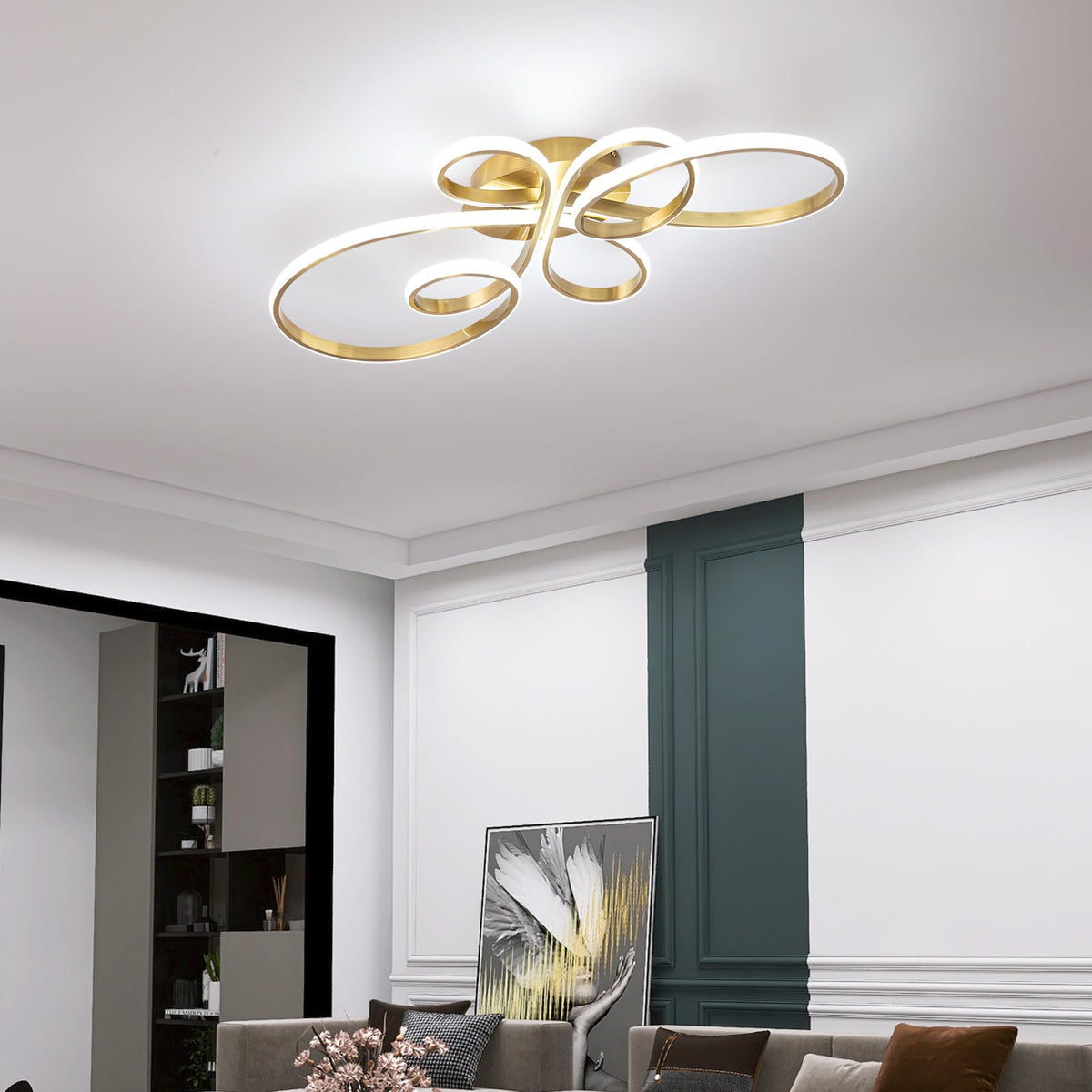 56W Modern LED Ceiling Light (Gold,31.89Inch)