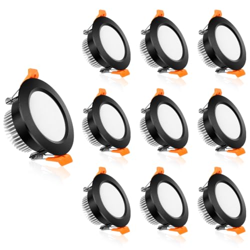 2 Inch LED Recessed Lighting (5000k (Daylight White) / 10 Pack (Black))