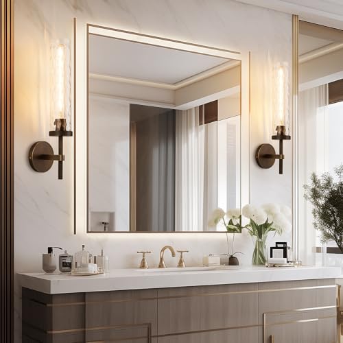 19.5" Knurled‑Craft Hardwired Bronze Wall Sconce (Bronze-Water Ripples / 19.5″-2 Pack)