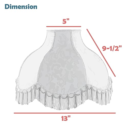 30335 Transitional Scallop Bell Shape Spider Construction Lamp Shade in Ivory with Abstract Pattern (Ivory with Abstract Pattern & 13" Wide)