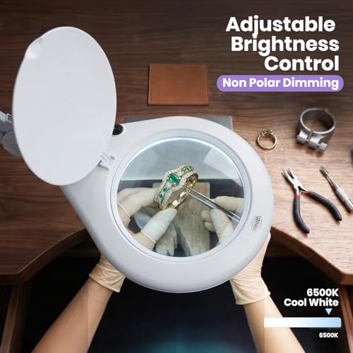 Elite XL HD Super LED Magnifying Lamp (White-3 / 7-inch Lens, Non-CCT with Clamp)