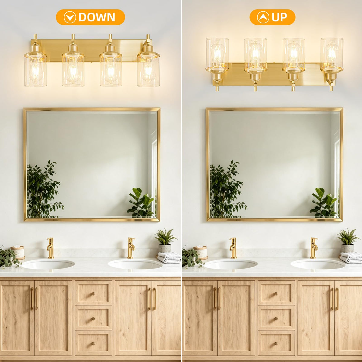 4 Light Brushed Gold Modern Bathroom Light Fixtures Over Mirror (Brushed Gold / 4-Light)