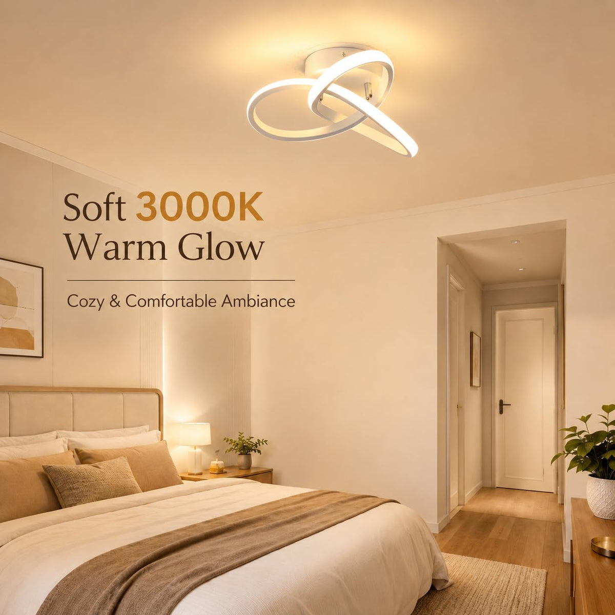Hallway Light Acrylic Modern LED Ceiling Light Fixtures 3000K Close to Ceiling Lights for Bedroom (White,3000K)
