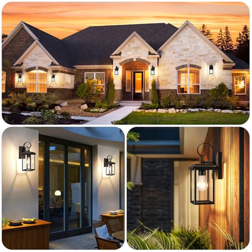 2 Pack Outdoor Wall Light Fixtures (Bronze / 12.8")