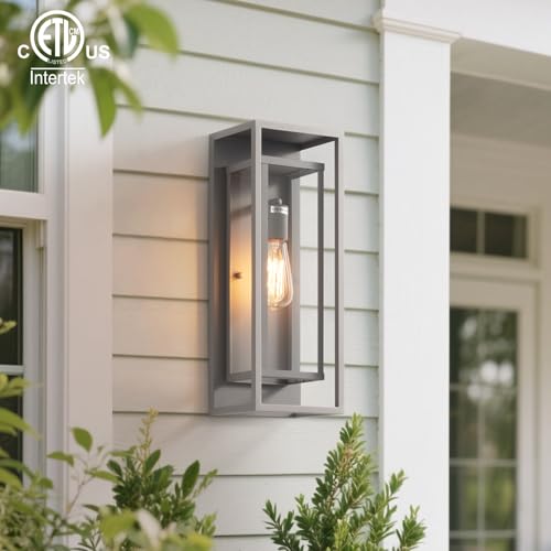 18" Modern Outdoor Porch Wall Light (Matte Gray / 18-inch)