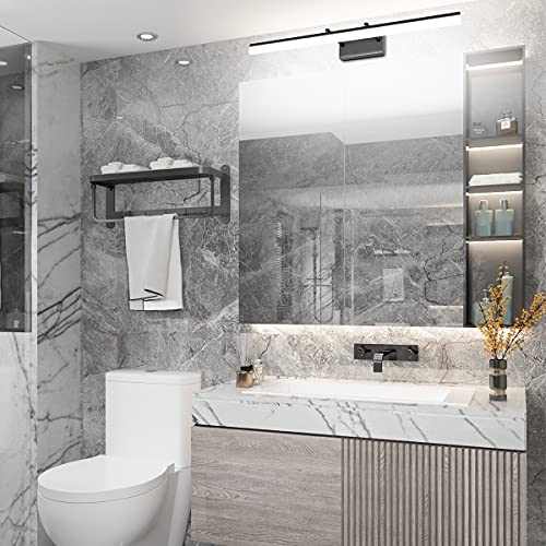 31.5 inch Modern Black Vanity Light Adjustable Bathroom Light Fixtures Over Mirror Rotatable Vanity Lighting 5500K (Black / 31.5 in)