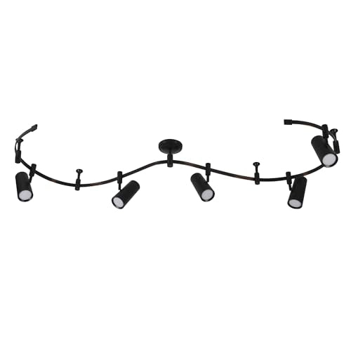 Ellipse Track Ceiling Light with 5 Adjustable LED Heads (Black)