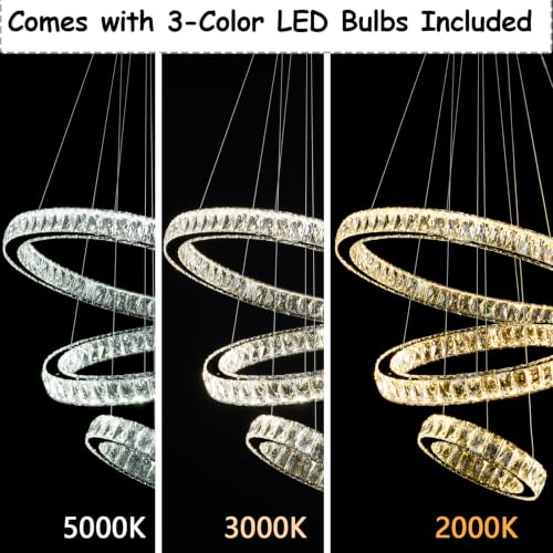 3 Tier Crystal Ring LED Chandelier (27.53'')