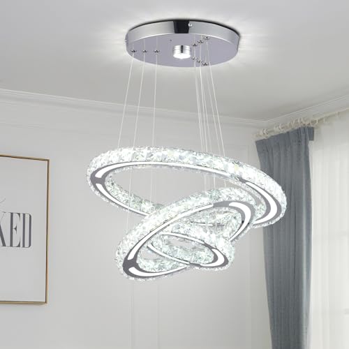 Gold 3 Ring Chandelier Led Pendant Light Hanging Led Chandelier Modern Chandelier for Dining Room Living Room Bedroom