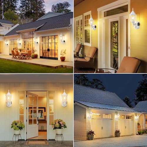 Porch Lights with Outlet (White / 1 Pack)