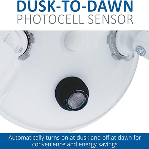Dusk-to-Dawn Twin Par Outdoor Flood Light Holder, White (White / 1 Count (Pack of 1) / Dusk to Dawn Photocell)