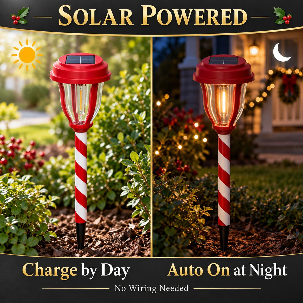 12 Pack Solar Lights Outdoor (12 Pack - Christmas)