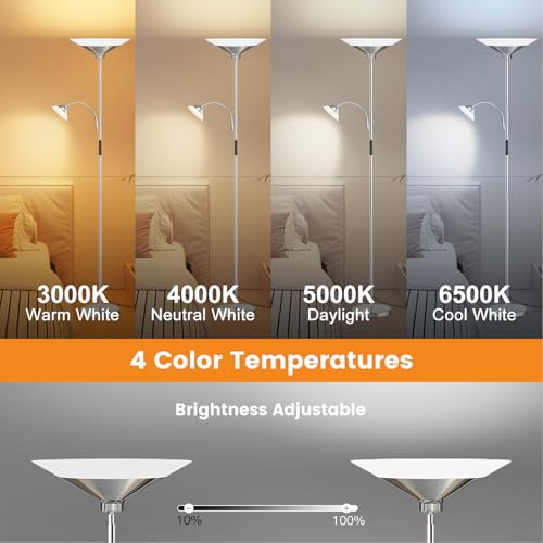 Metallic Sliver Torchiere Floor Lamp (Metallic Sliver)