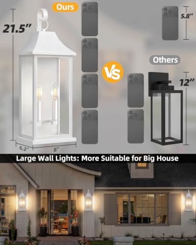 22" Large Outdoor Wall Lights (White / 22 Inch)