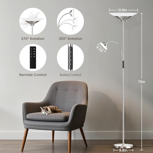 Metallic Sliver Torchiere Floor Lamp (Metallic Sliver)