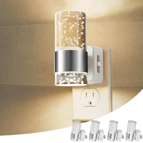 Night Light Dimmable Night Lights Plug into Wall (Sliver-3000K / 4 Pack)