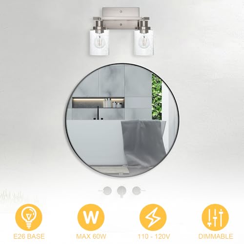 2 Light Brushed Nickel Kitchen Track Lighting Fixtures Ceiling Mount Track Lighting Kit with Bubble Seeded Glass Shade Modern Bathroom Tracking Vanity Lights Ceiling Tracking Accent Shop Light (Brushed Nickel / 2-Light)