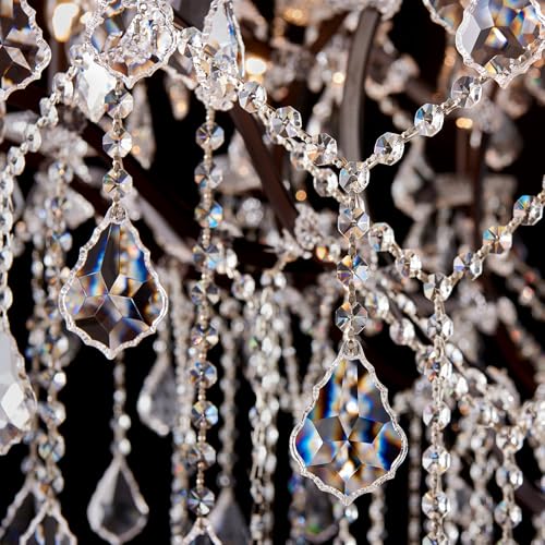 Large Crystal Chandeliers for High Ceilings 42 Lights Maria Theresa Chandelier Light Fixture Heavy Modern Chandelier for Foyer Hallway Entryway Staircase Brown 75" H x 49.2" D (Brown / 42 Lights)