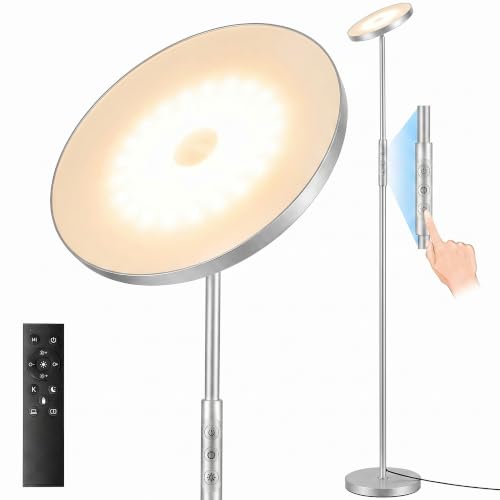 Floor Lamp Upgraded 40W 4000LM Super Bright Torchiere LED Floor Lamps for Living Room (Silver)