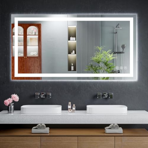 24"x50" LED Bathroom Mirror with Lights (Frontlit & Backlit / 50"L x 24"W)