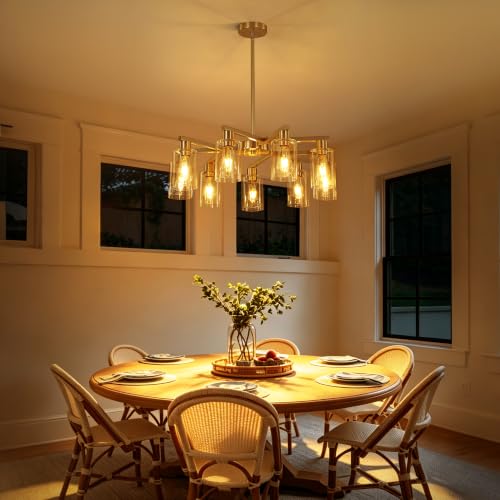 9 Light Brushed Nickel Modern Farmhouse Industrial Chandelier (Nickel / 9-Lights/D29.5 '')