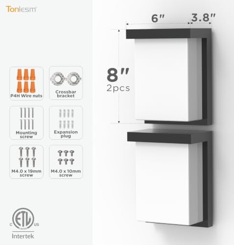 8 Inch Outdoor Wall Light (Black,2 Pack / 8 Inch)