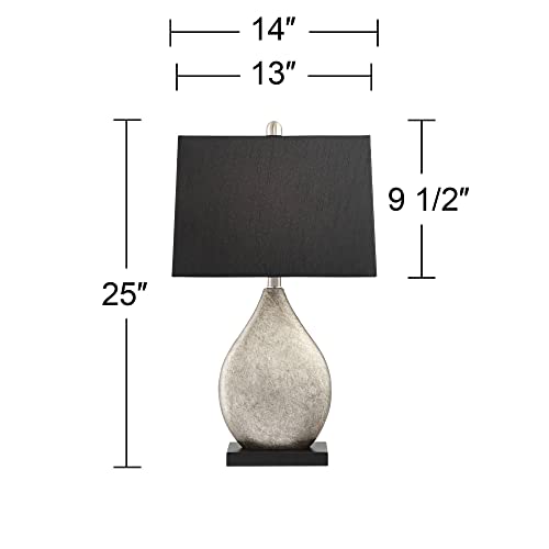 Hurst 25" High Table Lamps Set of 2 Silver Black Shade Droplet Art Deco