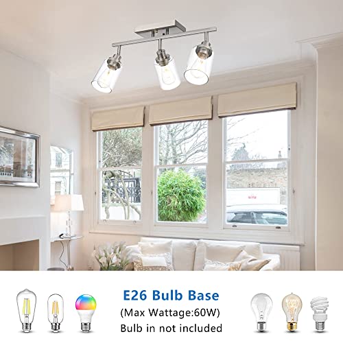 3 Light Bathroom Vanity Light Brushed Nickel Track Lighting Ceiling (Brushed Nickel / 3-Light)