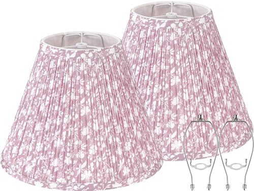 Lamp Shades Pink Floral Set of 2 Bell Shade 6"×13"×9.8" (Pink-2 Pack / 6*13*9.8in)
