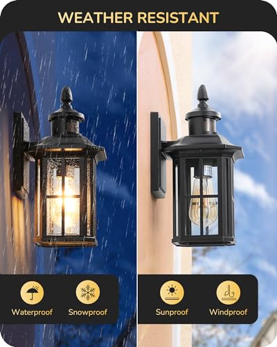 2 Pack Dusk to Dawn Motion Sensor Modern Outdoor Wall Lights