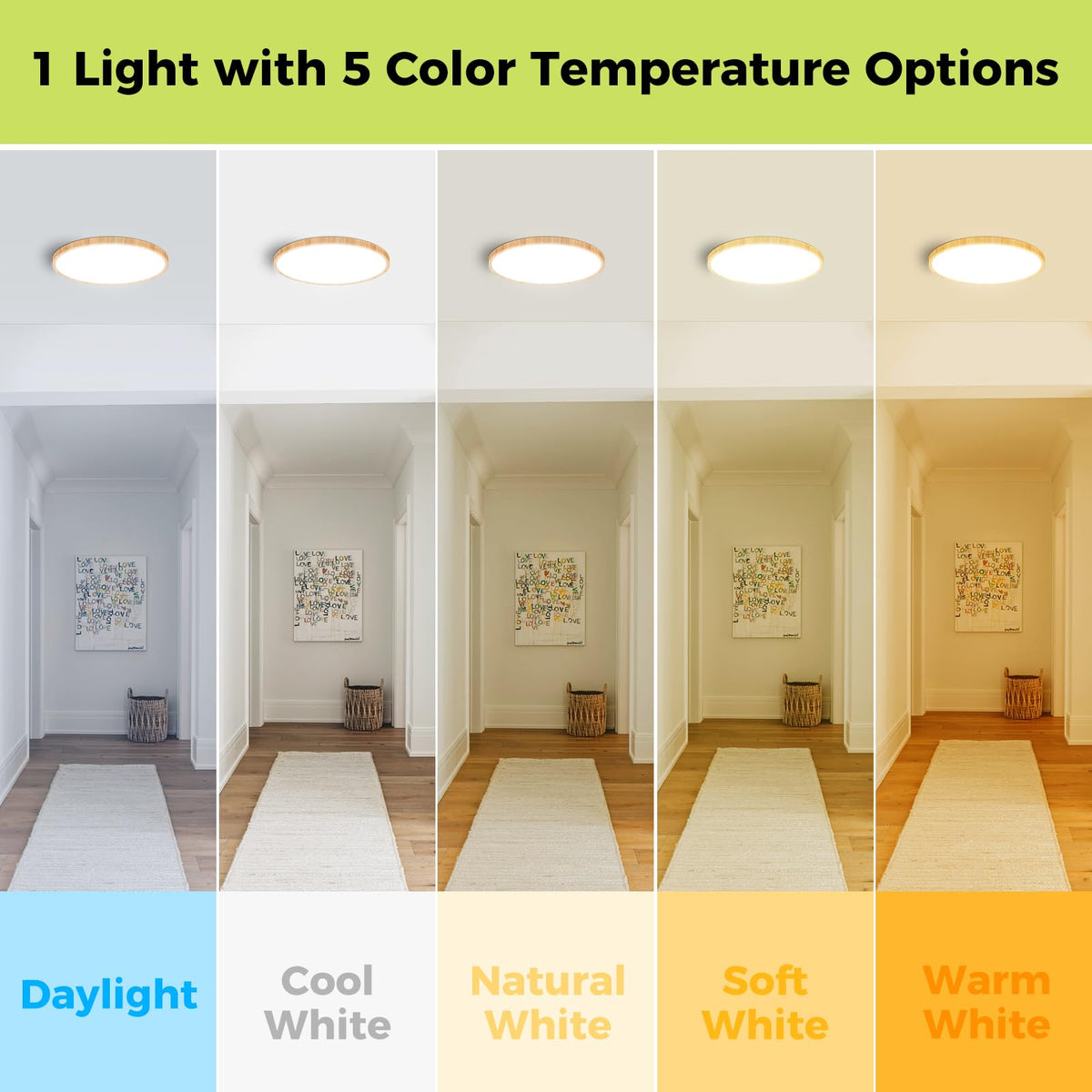 2Pack LED Flush Mount Ceiling Light Fixture (Wood / 12Inch-2pack)