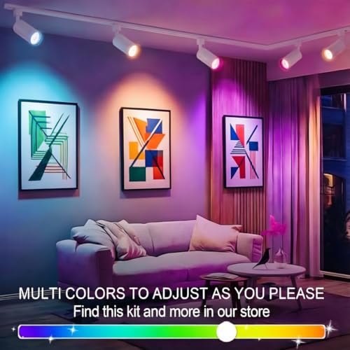 Plug in H Type LED Track Lighting Kits Dimmable RGB Ceiling Fixtures (White RGB)