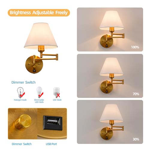 Swing Arm Wall Sconces (Golden)