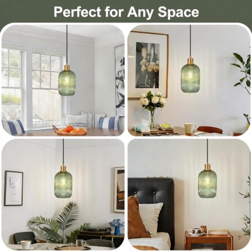 Striped Cylinder Glass Pendant Light