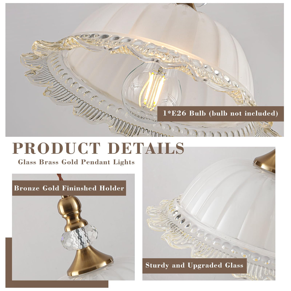 10.6" Milk Glass Vintage Pendant Light for Kitchen Island (10.6 Inch)