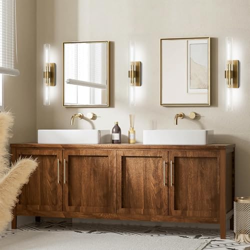 Brass Bathroom Vanity Wall Sconces (Bronze-White / 22.8"-1 Pack)