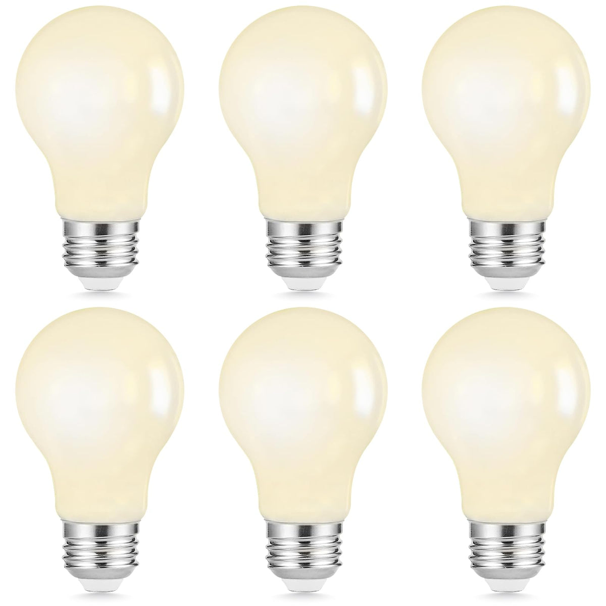 A19 LED Filament Bulbs Milky Glass (Filament-soft White / 6 count)