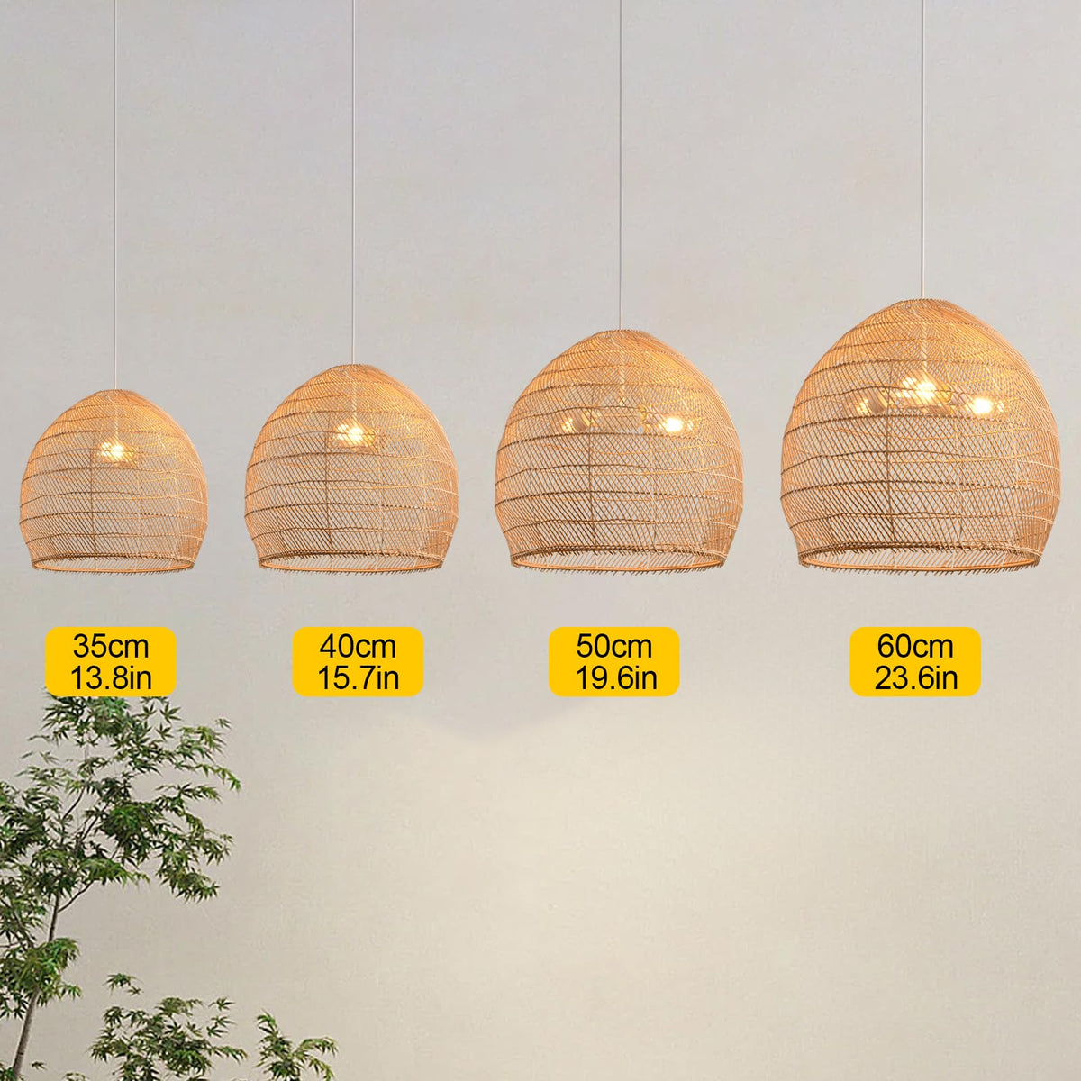 13.8" Rattan Pendant Light (White / 13.77" 1-Light)