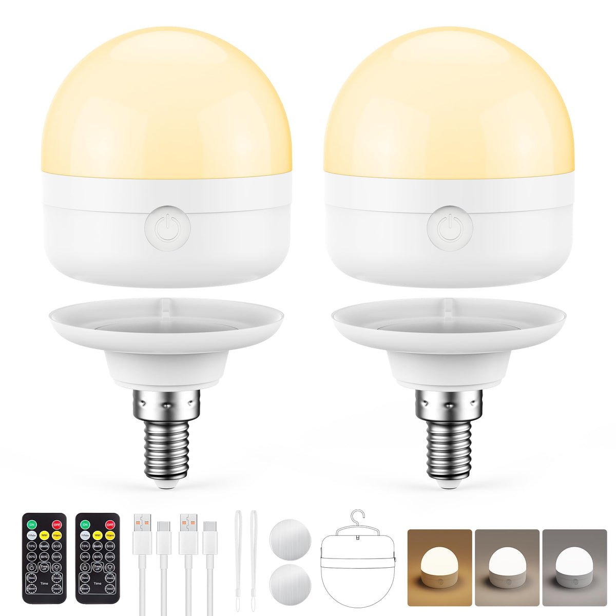 Rechargeable Light Bulbs with Remote and Timer