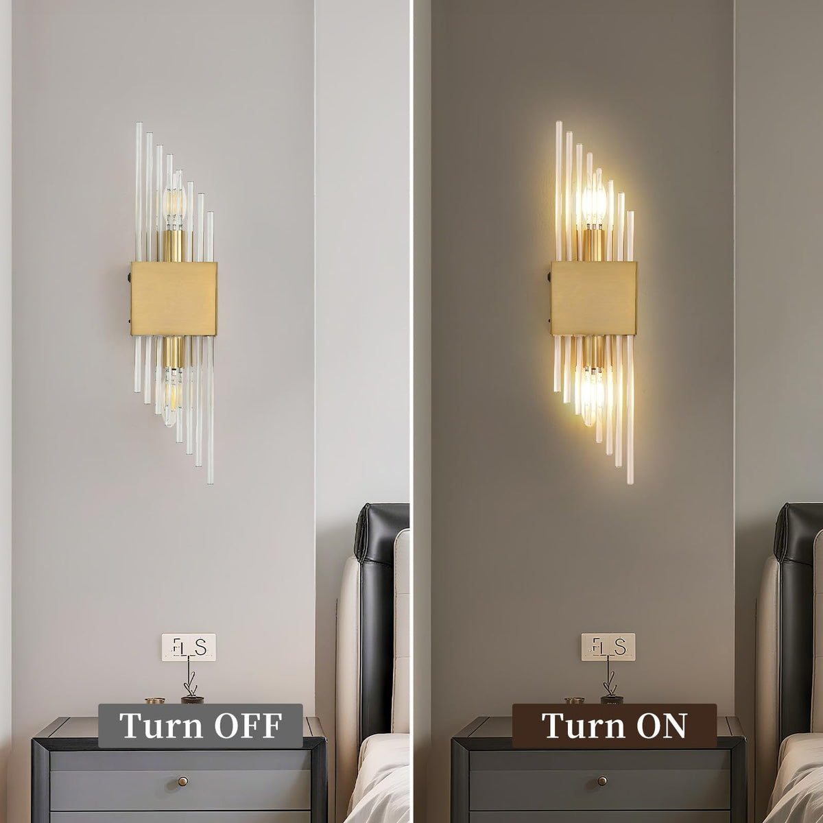 Battery Operated Wall Sconces Set of 2 (Gold 2pc)