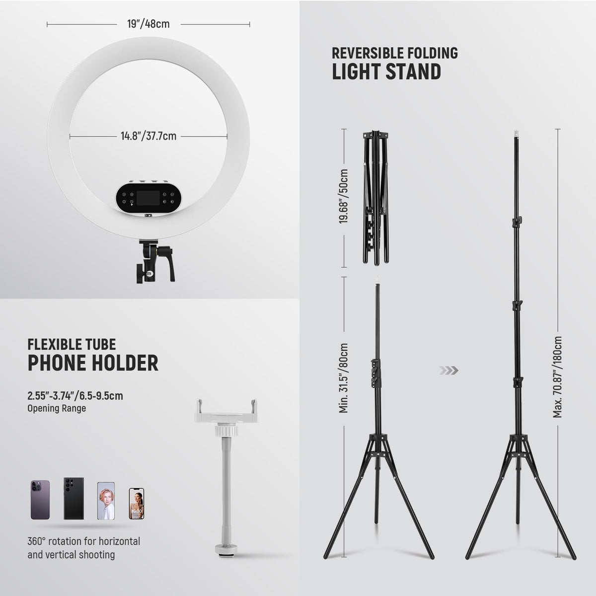 19" 100W High Power LED Ring Light with Tripod Stand