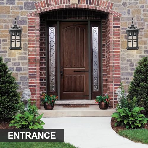 2pcs Large Outdoor Wall Light (Black-Seeded Glass / Large-2 Pack)