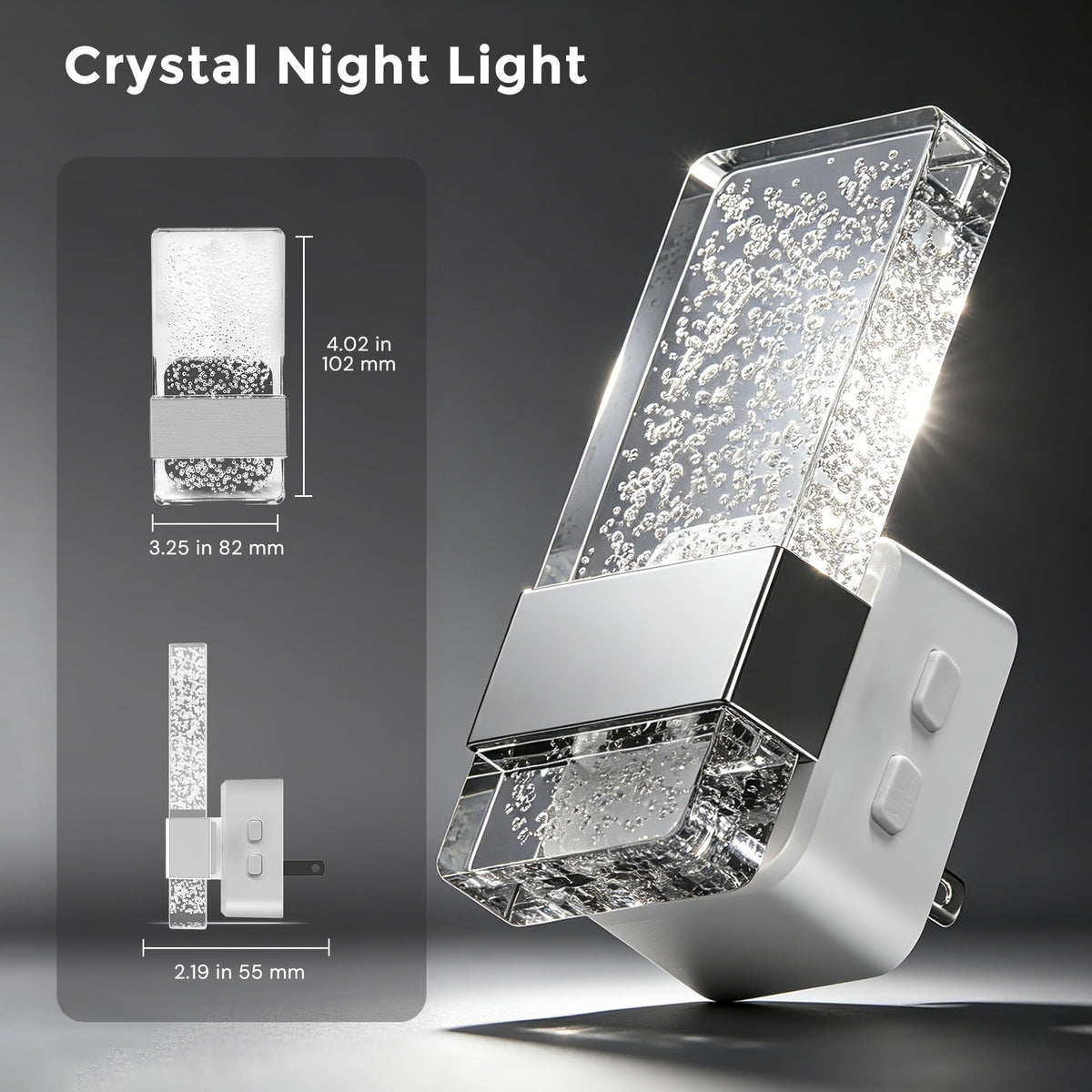 Night Light Night Lights Plug Into Wall 3CCT Adjustable 2 Pack (Silvery White)