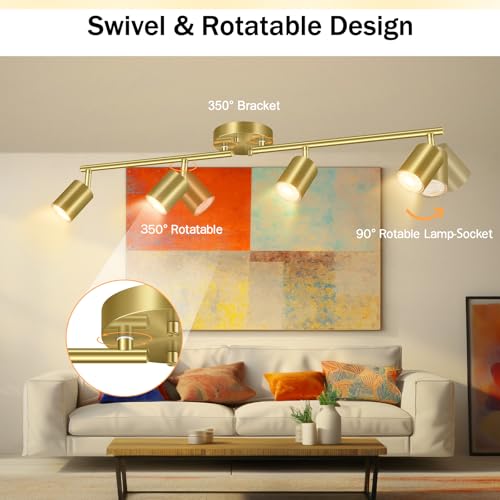 Track Lighting Ceiling Fixture Gold (Gold / 29.9" 4 Light Track Light)