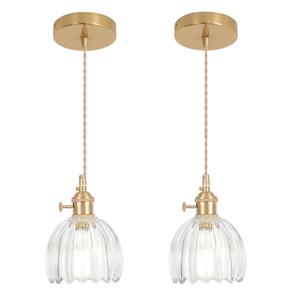 Pendant Light 2 Pack with Clear Tulip Glass Lmapshade (Tulip Clear)