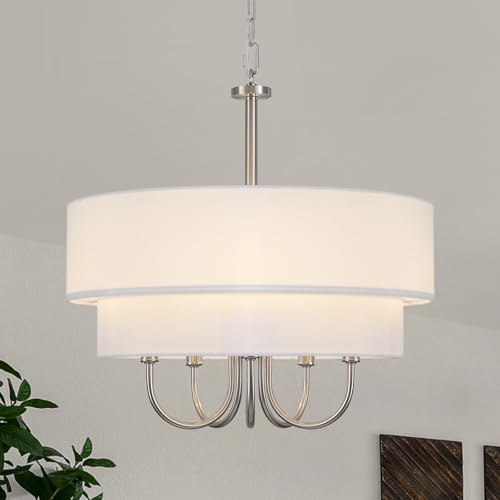 Drum Chandelier with Shades 5 Light 2