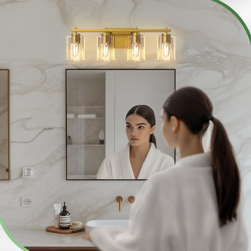 Bathroom Light Fixtures Over Mirror (Brushed Gold / 4-Light)