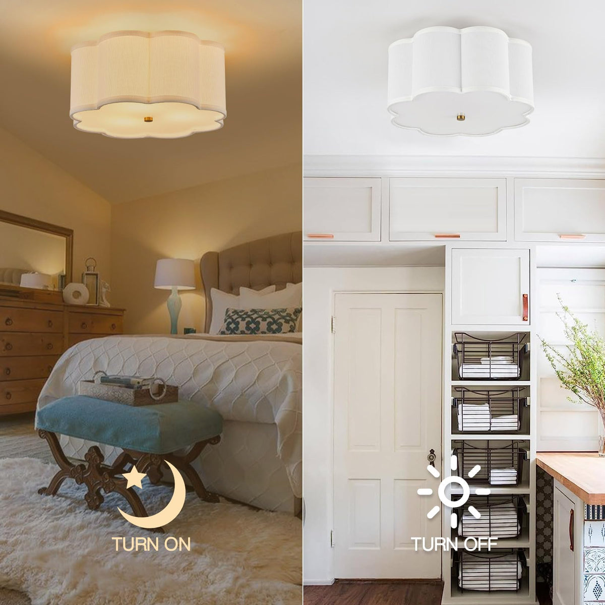 Flush Mount Ceiling Light (Gold, White / 13 inch)